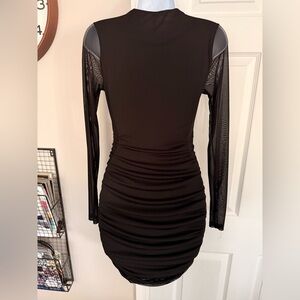 Windsor Black Long Sleeve Dress with Mesh Sleeves